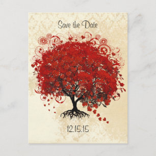 Roter Baum Hochzeit Termin speichern Ankündigungspostkarte