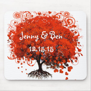 Roter Baum Hochzeitsmauspad Mousepad
