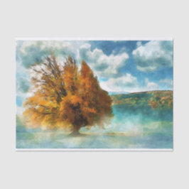 Roter Baum im Nebel Seidenpapier