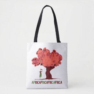 Roter Baum mit einer Frau aus Afrika Tasche