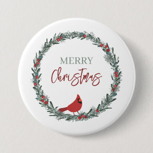 Roter Beerenkranz und Roter Kardinal Weihnachten  Button