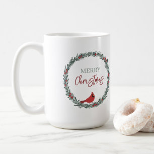 Roter Beerenkranz und Roter Kardinal Weihnachten Kaffeetasse