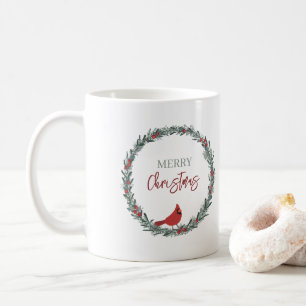 Roter Beerenkranz und Roter Kardinal Weihnachten Kaffeetasse