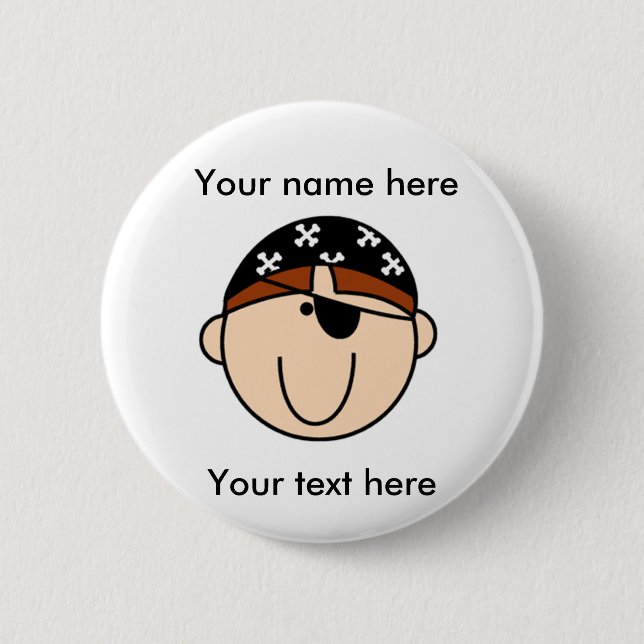 Roter behaarter Piraten-Junge Button (Vorderseite)