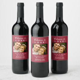 Roter Beifall für Liebe Hochzeit Foto Flasche Gefa Weinetikett