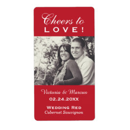 Roter Beifall für Liebe Hochzeit Foto Weinflasche