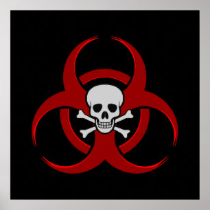 Roter Biogefährdung-Schädel Poster