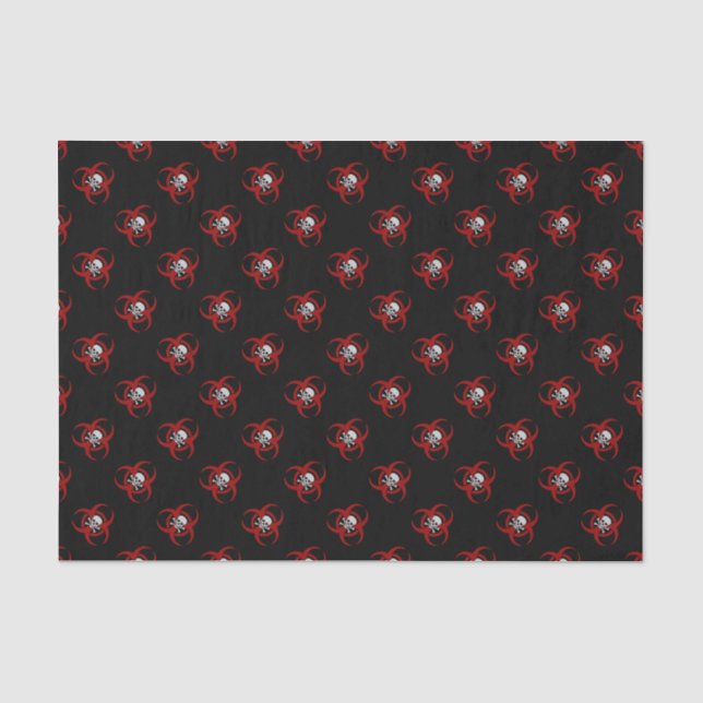 Roter Biogefährdung-Schädel Seidenpapier (Vorderseite)