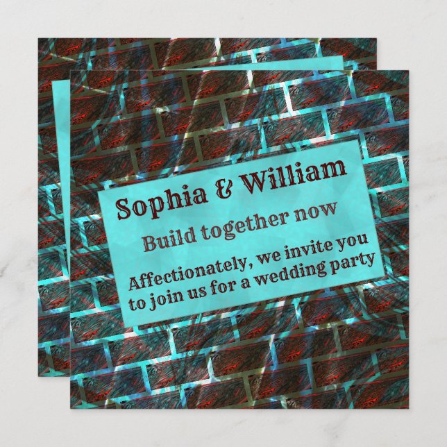 Roter blauer Fleck, Kratzer, Gitter- oder Ziegelef Einladung (Vorne/Hinten)