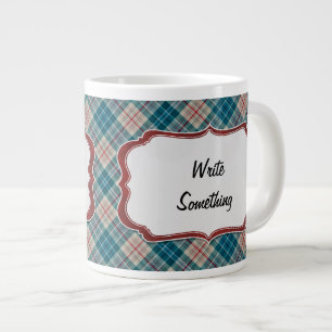 Roter blauer karierter Hintergrund-Aufkleber Jumbo-Tasse