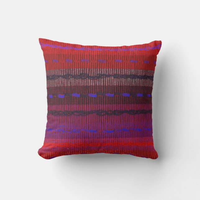 Roter blauer lila gesponnener Blick Stripes Kissen (Vorderseite)