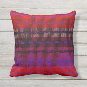 Roter blauer lila gesponnener Blick Stripes Kissen