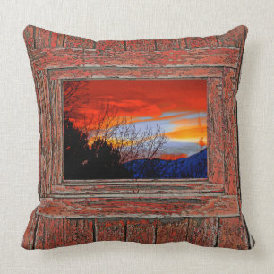 Roter blauer Sonnenuntergang Kissen