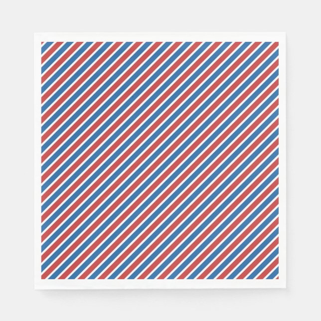 Roter Blauer Streifen 4. Juli Napkin Serviette (Vorderseite)