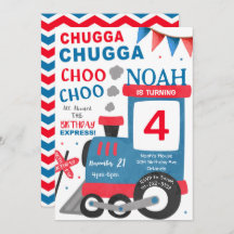 Roter blauer Zug - Einladung zum Geburtstag