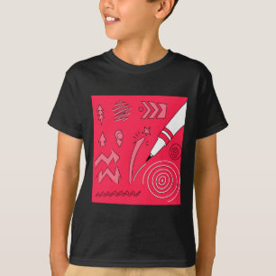 Roter Bleistift Farbiger Ausdrucksstarker Digitale T-Shirt