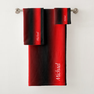 Roter Blitz auf dem Black Bath Handtuch Set