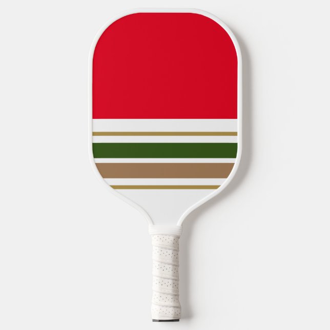 Roter Blockwald Grünbraun Racing Streifen Pickleball Schläger (Vorderseite)
