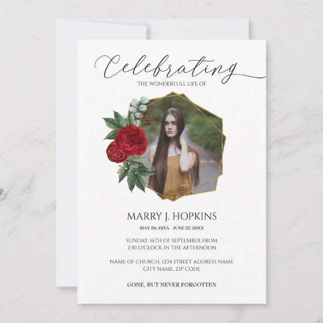 Roter Blossom Foto Feier zum Leben Einladung (Vorderseite)