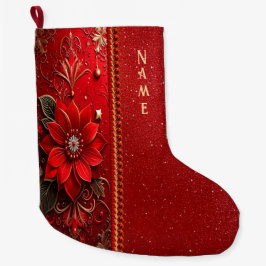 Roter Blumen-Weihnachtsstrumpf Großer Weihnachtsstrumpf