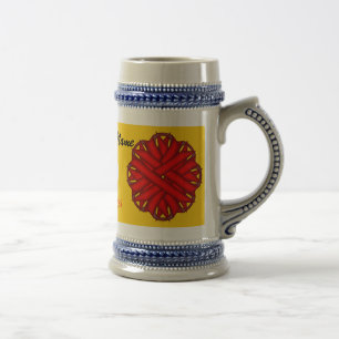 Roter Blumenband-Schablone von Kenneth Yoncich Bierglas