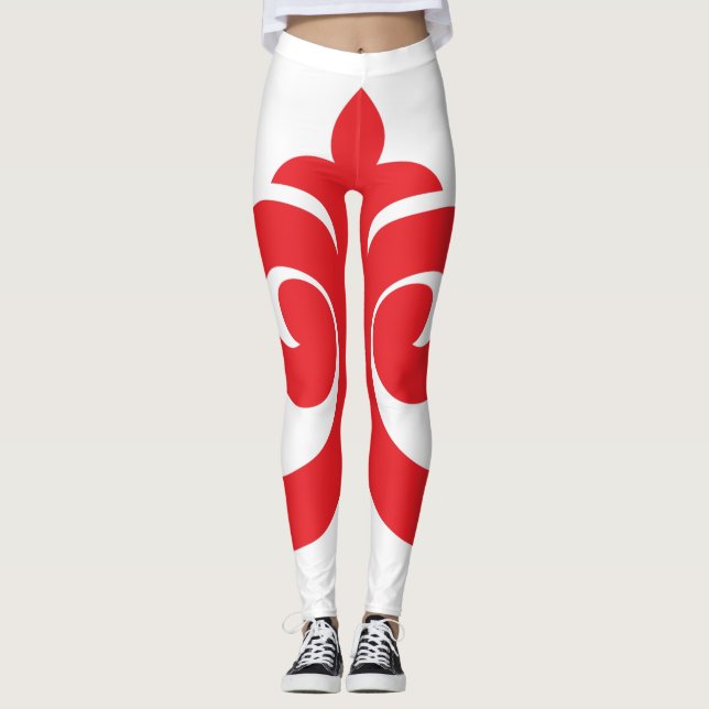 Roter Blumenentwurf Leggings (Vorderseite)