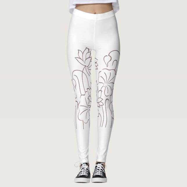Roter Blumenentwurf Leggings (Vorderseite)