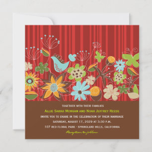 Roter Blumengarten Einladung & Empfang Card