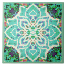 Roter Blumenmandala Mediterranes Retro Fliese