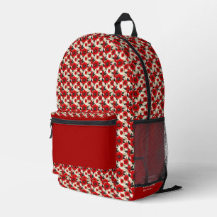 Roter Blumenmuster-individuelle Name Bedruckter Rucksack