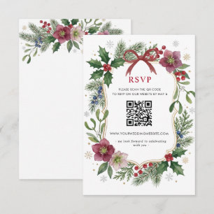 Roter Bogen Botanische Florale Winter Weihnachten RSVP Karte