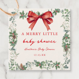 Roter Bogen Frohe kleine Weihnachten Baby Shower Geschenkanhänger