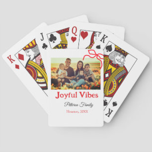 Roter Bogen fröhlich Vibes fügen Familienname Foto Spielkarten