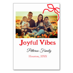 Roter Bogen fröhlich Vibes fügen Familienname Foto Tischnummer