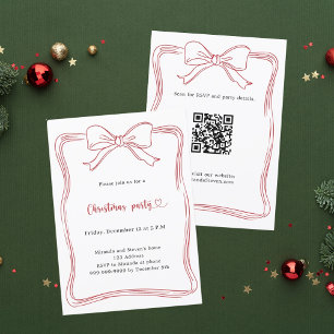 Roter Bogen handgezeichnet QR-Code Weihnachtsfeier Einladung