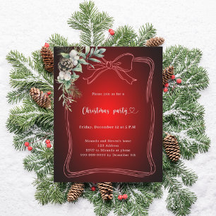 Roter Bogen Kieferngrün Weihnachten Party Einladun