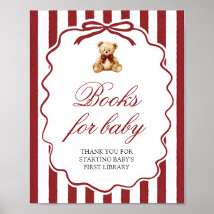 Roter Bogen Teddybär Baby Shower Bücher für Baby Poster