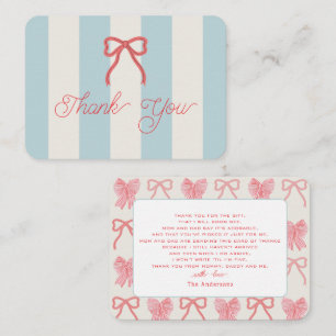 Roter Bogen und blaue Streifen Baby Shower Dankesc Mitteilungskarte