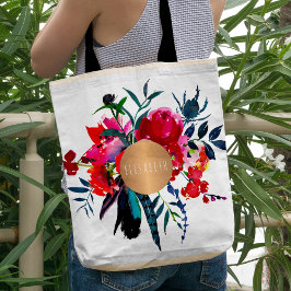 roter Boho-Bouquet-Kupfermonogramm-Trendsetter Tasche