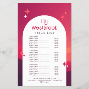 Roter Boho Moderner Retro Groovy Preisliste Flyer