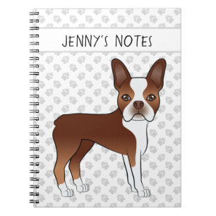 Roter Boston Terrier Süßer Cartoon-Hund & Benutzer Notizblock