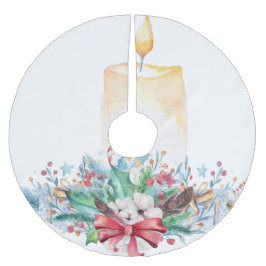 Roter Bow und Kerze Polyester Weihnachtsbaumdecke