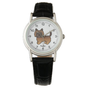 Roter Brindle Cairn Terrier Hund & Benutzerdefinie Armbanduhr