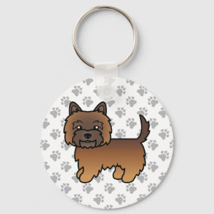 Roter Brindle Cairn Terrier Hund Zeichnung & Pfote Schlüsselanhänger