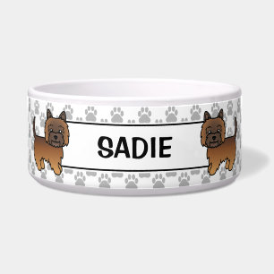 Roter Brindle Cairn Terrier Süßer Cartoon-Hund & N Napf