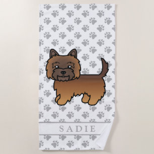 Roter Brindle Cairn Terrier Süßer Cartoon-Hund & N Strandtuch