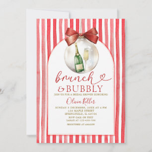 Roter Brunch & Bubbly Brautjungfernabschied Einladung