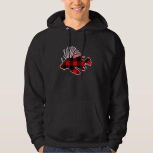 Roter Buchsenbüffel Karierter Zebrafish Matching P Hoodie