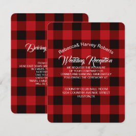 Roter Büffel kariert rustikale Winterhochzeit Empf Einladung