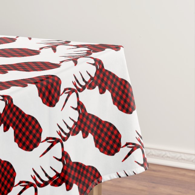 Roter Büffel, karierte Weihnachtswildjagd Tischdecke (Beispiel)